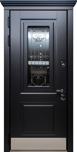 Термодверь с ковкой и стеклом